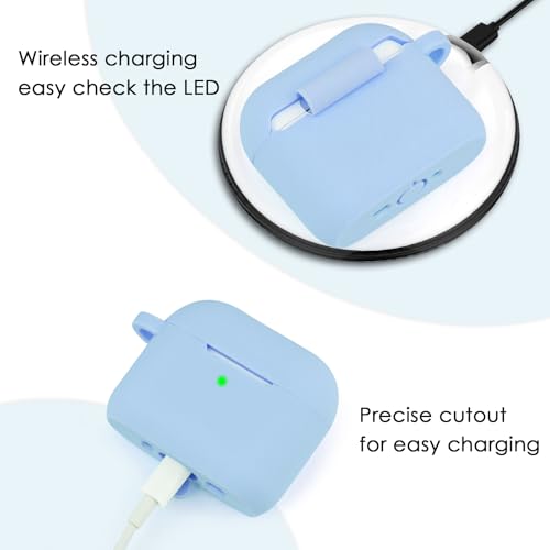 Image of Filoto Compatible with AirPods 4 Case - Soft Silicone Cover with Bracelet Lanyard and Keychain, Shockproof and Scratch-Resistant, Cute Design for AirPods 4th Generation(Gray Blue)