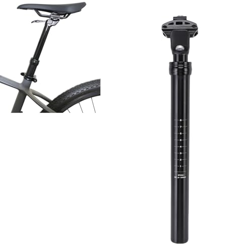 Tija de sillín de Bicicleta con absorción de Impactos, Estilo Unisex para Adultos, Negro, aleación de Aluminio de 30,9 mm, tija de sillín Ajustable