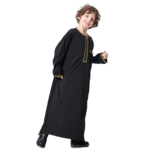 IBTOM CASTLE Robe for Boys Muslim Long Sleeve Thobe Abaya Saudi Arab Kaftan Islamic Zipper Arabic Dubai Dress With Pockets3