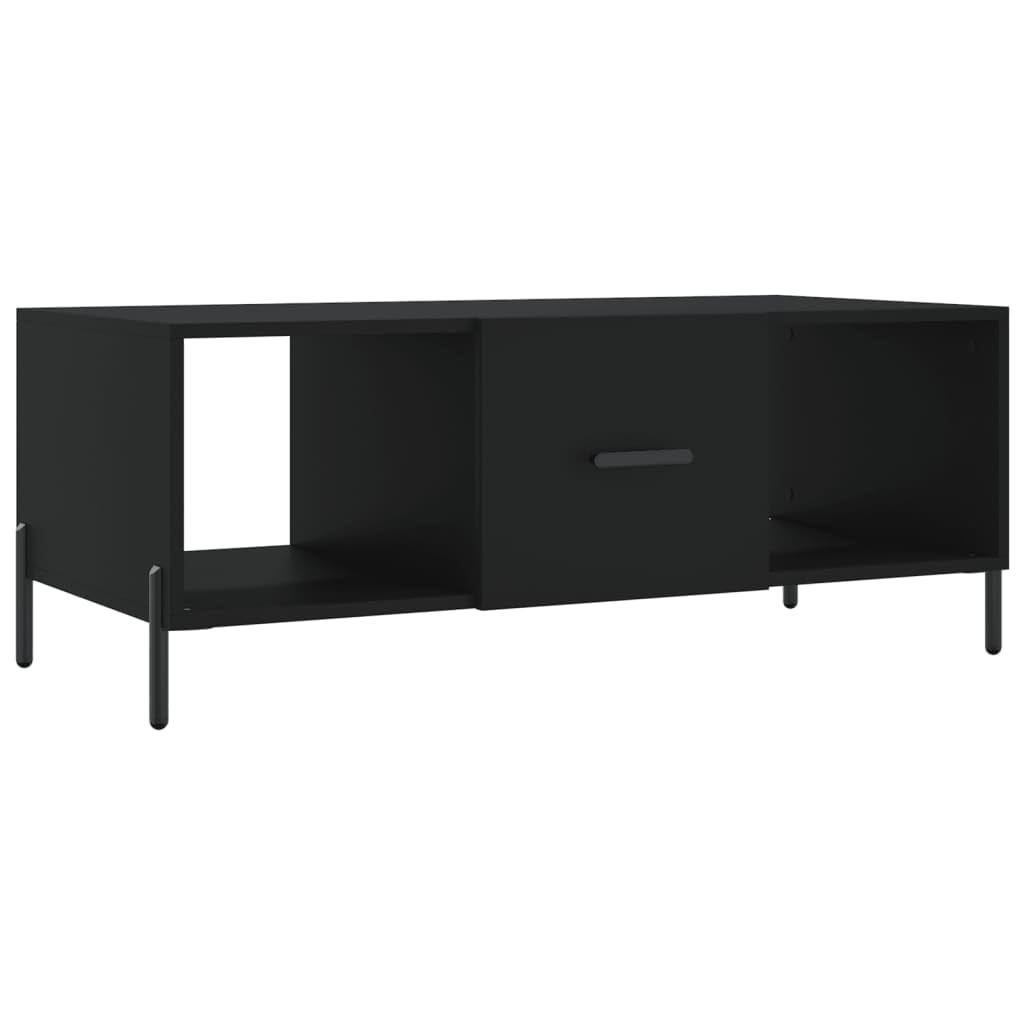 Stolik kawowy czarny 102 x 50 x 40 cm z materiału drewnopochodnego z 3 półkami i wytrzymałym blatem z żelaznymi nogami