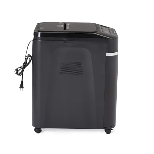 Amazon Basics 200-Sheet Auto Feed Cross Cut Paper Shredder with Pullout Basket, Black