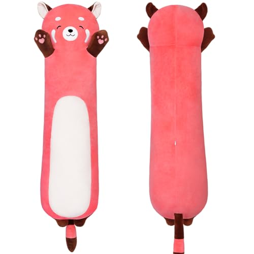 MIAOHAHA Long Plush Raccoon Pillow - Cute Plush Toy Doll Stuffed Animal Hugging Pillow for Sleeping - Gift for Kids and Girls (Pink, 50cm/19.6in)