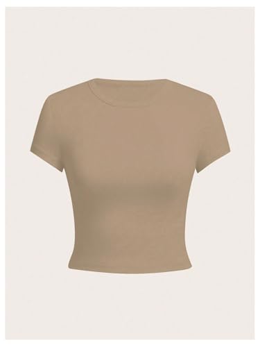 Image of OYOANGLE Girl's 4Pcs Crop Tops Short Sleeve Crew Neck T Shirt Summer Cropped Top Casual Basic Tee Top