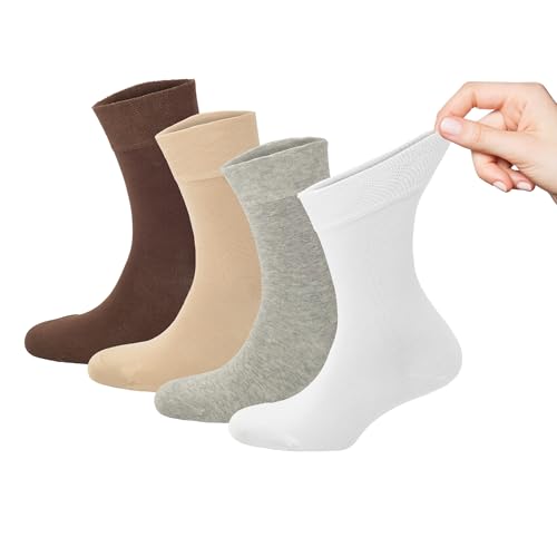 Crew Socks for Women Soft Combed Cotton Moisture Wicking Thin Ladies Dress Socks with Seamless Toe