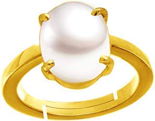 South Sea Pearl 9.00 Carat Natural Pearl Gemstone Original Certified Moti Adjustable Astrological panchhdhaatu/Ashtadhatu Gold Ring for Men and Women