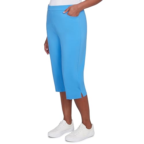 Alfred Dunner Women's Flat Front Allure Classic Clamdigger Pant Size Aqua3