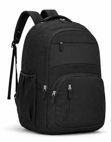 Image of Flamebird Professional Black Laptop Backpack for Men & Women - Water Resistant Business Travel Bag with Multi-Pocket Organizer - Casual Daypack for Office, College & Commute-30L