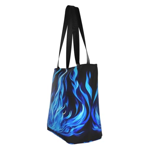 Indigo Flame print Print Lightweight Shoulder Bag Summer Outings Tote Bags Travel Hiking Work Casual Use4