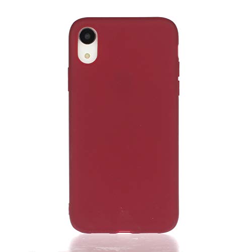 Nodigo Funda Compatible con iPhone XR (6.1') Silicona Dibujos Motivo Color sólido Creativo Ultrafina Slim One Piece Carcasa Case Antigolpes TPU Bumper Kawaii Resistente Cover - Rojo