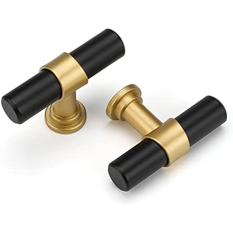 goldenwarm Black and Gold Cabinet Knobs Black Kitchen Cabinet Knobs Black and Gold Knobs Matte Black Drawer Knobs Black and Gold Cabinet Pulls,10Pack Cover
