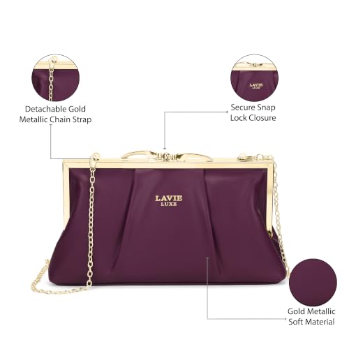Image of Lavie Luxe Women's Pleato 2-Compartment Frame Cross Body Sling Bag | Ladies Purse Handbag | Gift for Women