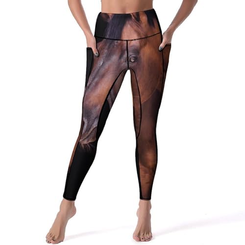 Legging femmes Cheval Brun à taille haute gainante pour le fitness et la gym