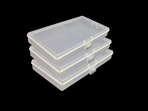 JESEP YONG 3pcs Clear Plastic Organizer Container Box, Containers Storage Box with Snap-Tight Closure Latch for Small Crafts,Jewelry Making & Sewing Crafts (3pcs 5.9 * 3.1 * 0.8')