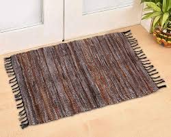 Hand-Made Interwoven Leather Rug Set of 2