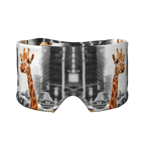 ニューヨークのキリンプリント スリープマスク 男女兼用 ソフトアイカバー 防音 睡眠用イヤーマフ ヘッドバンド 旅行 昼寝