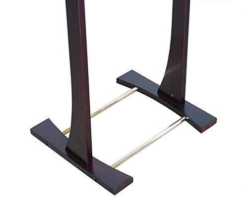 Proman-Products-Ashton-Valet-Suit-Stand-VL36006-with-Top-Tray-Contour-Hanger-Trouser-Bar-and-Shoe-Rack-17-W-x-14-D-x-42-H-Dark-Mahogany