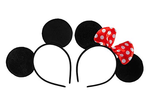 FANYITY Mouse Ears, 2 Pcs Costume Headbands Hair Band for Christmas Party (Black&Dot)