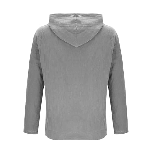 Cotton Linen Hoodie Men Long Sleeve Drawstring Button Down Shirts with Hood and Pockets Lightweight Casual Beach Tops4