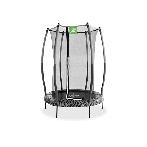 EXIT Toys Tiggy Junior Trampolin mit Sicherheitsnetz - ø140cm - Für Kleinkinder - Innen- und Außenbereich - Mit Gummibändern für sanftes Springen - Mit Fußschutzsystem - Schwarz/Grau