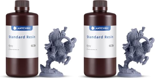 Image of ANYCUBIC 3D Printer Resin, 405nm SLA UV-Curing Resin with High Precision and Quick Curing & Excellent Fluidity for LCD 3D Printing (Grey, 1kg) (Pack of 2)