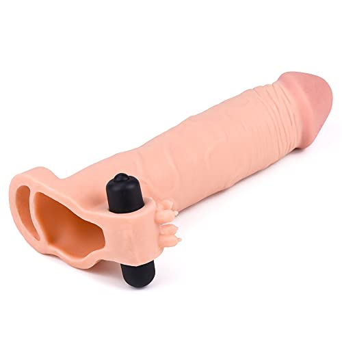 Capa Peniana Extensora 20,5cm x 4cm Com Cápsula Vibratória e Anel Peninano X-Tender