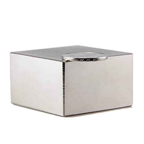 Imán grande de bloque de neodimio súper fuerte 1.969 in x 1.969 in x 0.984 in NdFeB imán rectangular de tierras raras para proyectos, industrias,