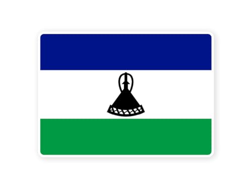 Sticker drapeau LESOTHO lesothan 10cm(S) - 28cm(XL) autocollant bord blanc (taille M : 14cm x 10cm)