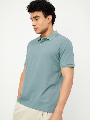 Image of Max Mens Cotton Blend Regular Fit Half Sleeves Solid Polo T-Shirt