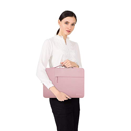 Image of MOSISO Laptop Sleeve Case with Corner Protection Compatible with 13-13.3 inch MacBook Pro, MacBook Air, Surface Laptop 3 /2 /1 13.5, Lenovo Dell Toshiba HP ASUS Acer, Polyester Briefcase Bag, Pink