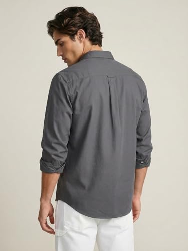 Image of Urbano Fashion Men's Cotton Full Sleeve Regular Fit Solid Oxford Shirt with Button-Down Collar