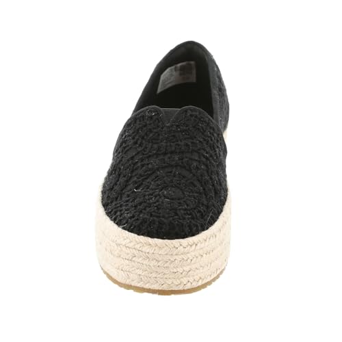 Image of TOMS Women's Valencia Platform Espadrille, Textile Upper, Ortholite Insole, Black Crochet Lace, 8