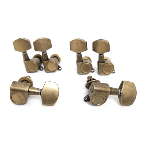 6R Vintage Style Guitar Tuners – High-Quality Brass Tuning Pegs for Acoustic and Electric Guitars (Brass)