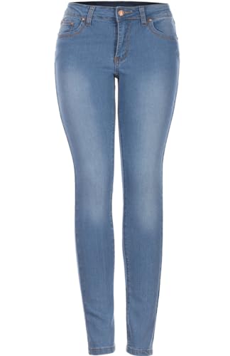 2LUV Women's Five Pocket Slimming Stretchy Skinny Denim Jeans Light Blue 7