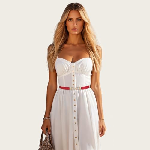 Women Skinny Elastic Stretch Belt for Dresses Retro Ladies Waist Vintage Thin Belt3