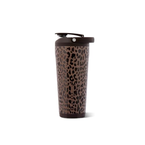 Image of HydroJug Insulated Protein Shaker Bottle 24 oz, Silent Mixing, Brown Leopard