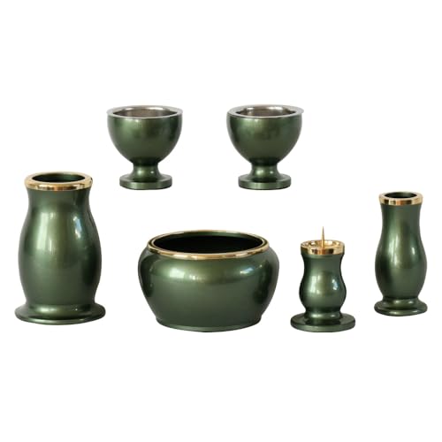 仏具6点セット 「レピア」 (グリーン, 2.5寸)