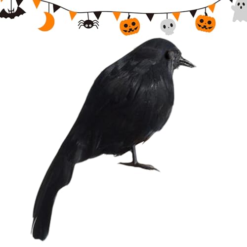 Halloween Black Crows - Decoraciones realistas de pájaros de | Spooky | Decoraciones de corvinas robustas de Animales de Plumas Negras y Cuervos para Apoyo de la de Halloween