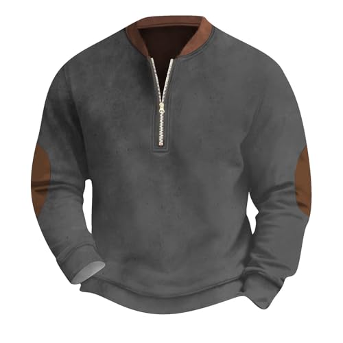 Genérico Sudaderas Hombres Sin Capucha Cuello Alto Termica Casual Invierno Sweatshirt Tie-Dye Padel Ropa Deportiva Hombre Holgada Ethnic Sweater Retro San Valentín 2#Gris Oscuro XL XG