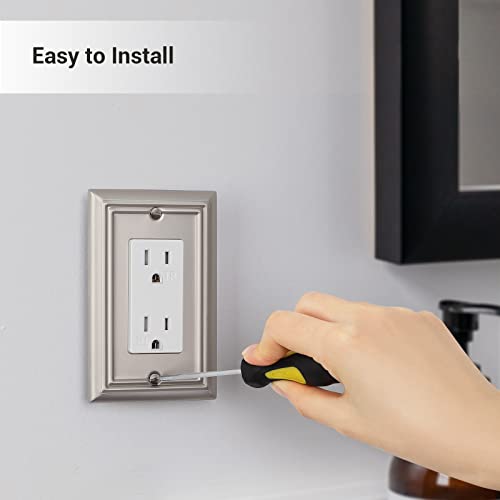 Dewenwils 4-Pack Metal Wall Outlet Cover, Decorator Wall Plates For Receptacle, Gfci Outlet, Dimmer Switch, Satin Nickel #TOP3