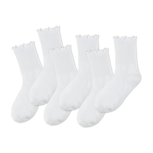 FYC 6 Pairs of Ruffle Socks Women, Cute Lace Ruffle Ankle Socks, Soft Breathable Socks for Daily Wear