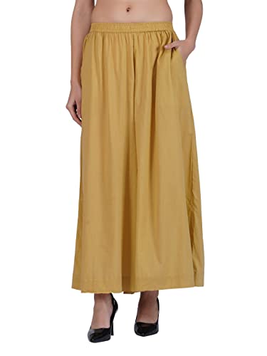 Image of fabcoast Loose Fit Palazzo Pants for Women A-Line Flared Wide Leg Summer Ethnic wear Pure Cotton Cambric with Full Elastic Waistband and 2 Side Pockets