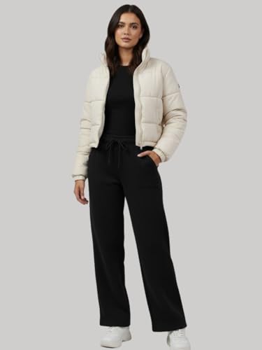 Image of CUPID Women Winter Wear Warm Fluffy Fleece Track Pants,Straight Fit Cozy Cotton Lowers with Drawstring n Pockets,Lounge,Gym,Jogging,Travel