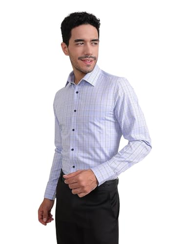 Image of LOUIS STITCH Men's Checkered Regular Fit Shirt (LS-ST-DU140-S1-BUCF-38-900 DU140 Blue