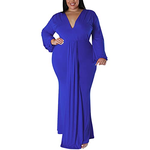 Robe chinoise longue grande taille à col en V profond pour soirées chics