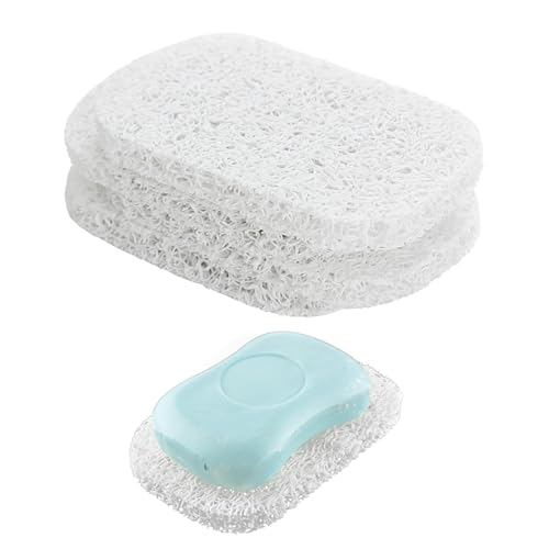 Snowkingdom 4 Pack White Soap Saver Holder for Bar Soap Shower Bathroom Dish Self Draining Lift Pad Porous Construction air circulate 2.9 x 4.5 PVC Non-BPA Non-Slip Durable