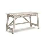 Signature Design by Ashley Carynhurst Farmhouse Large Leg Home Office Desk, 2 Storage Drawers, Vintage Bronze Hardware, Wood, 60.25' Wide, Antique White