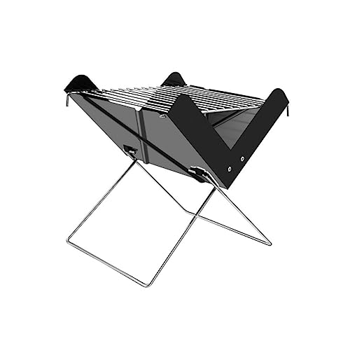 BESPORTBLE parrilla cesta de carbón Parilla rejilla para barbacoa bandejas barbacoas para carbon barbacoas de carbon estufa de camping puesto de fogatas para acampar Acero inoxidable Black