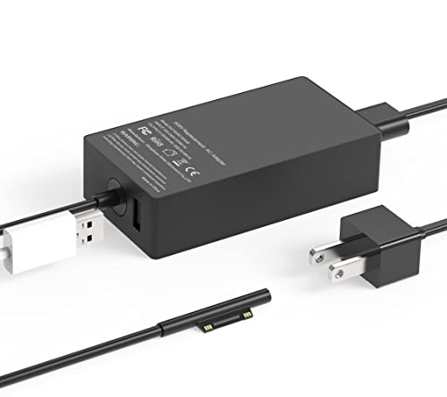 65W Charger Compatible with Microsoft Surface Pro 11 10 9 8 7+ 7 6 5 4 3 X Surface Laptop 7/6/5/4/3/2/1 Surface Go 4/3/2/1 Surface Book 2/1 Compatible with 44W 36W