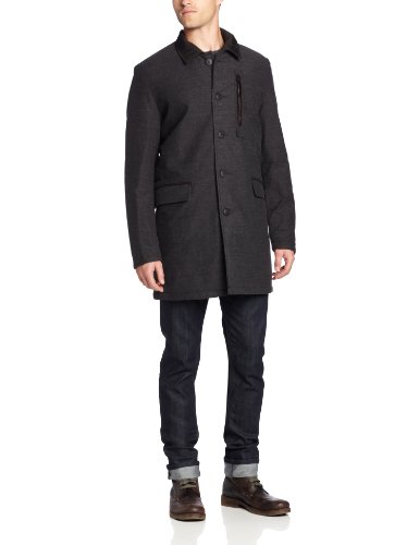 Vince Camuto Men's Reversible Quilted Wool Coat with Removable Vest, Charcoal, Medium