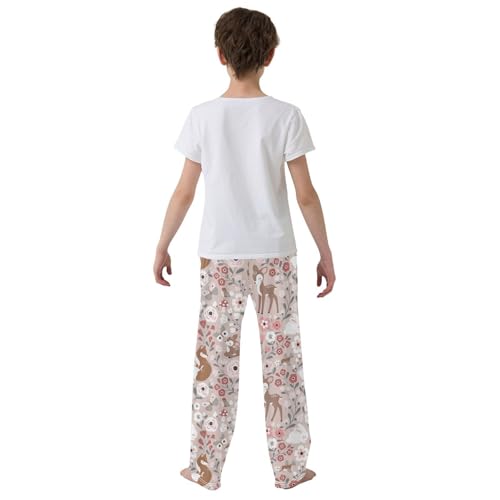 Boys' Pants Woodland Animal Fox Deer Rabbit Bird Butterfly Long Bottoms Elastic Waist Trousers with Pockets S-XL 5